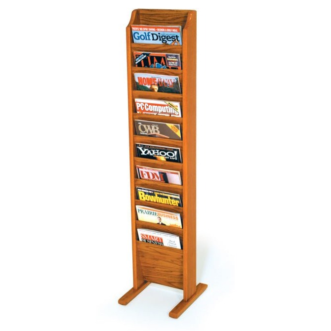 10 POCKET FLOOR STANDING WOOD MAGAZINE RACK - Braeside Displays