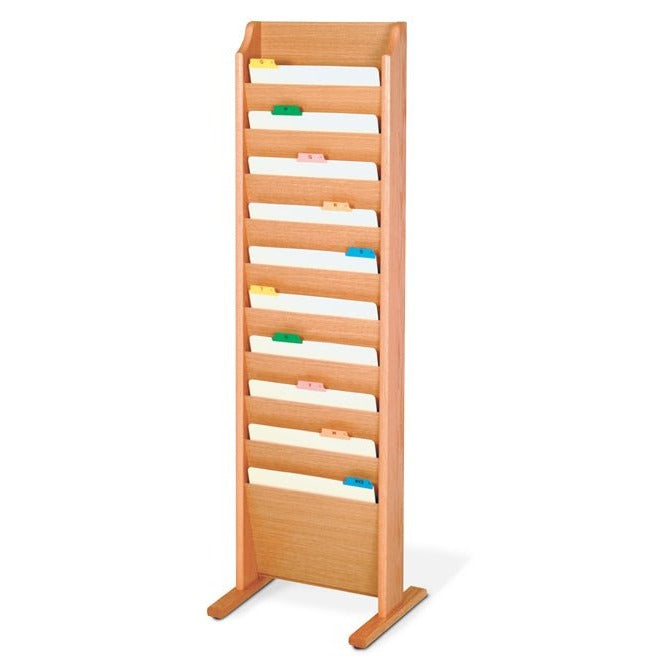 10 POCKET WOODEN FLOOR STANDING FILE AND CHART HOLDER - Braeside Displays