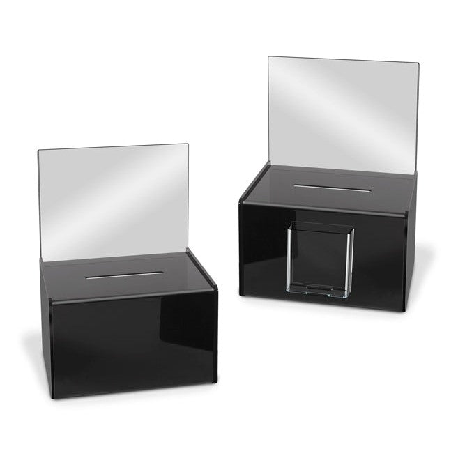 11" x 8" Jumbo Acrylic Ballot Box, Black - Braeside Displays