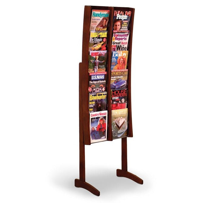 12 POCKET FLOOR STANDING WOOD MAGAZINE RACK - Braeside Displays