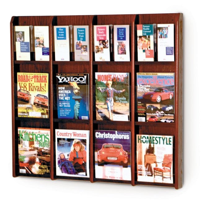 12 POCKET MAGAZINE / 24 POCKET BROCHURE WALL DISPLAY WITH DIVIDERS - Braeside Displays