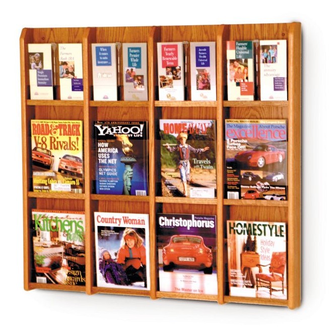 12 POCKET MAGAZINE / 24 POCKET BROCHURE WALL DISPLAY WITH DIVIDERS - Braeside Displays