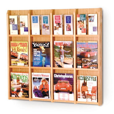 12 POCKET MAGAZINE / 24 POCKET BROCHURE WALL DISPLAY WITH DIVIDERS - Braeside Displays