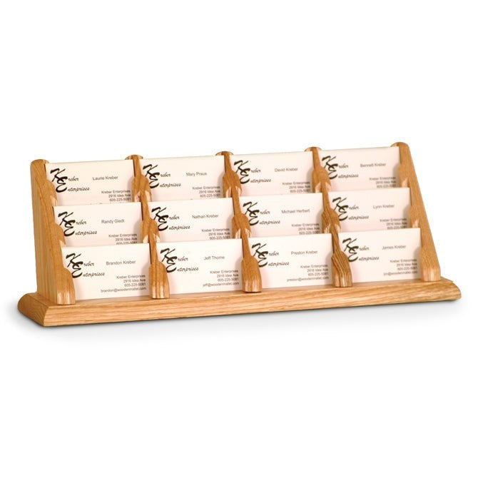 12 POCKET OAK WOOD BUSINESS CARD HOLDER - Braeside Displays