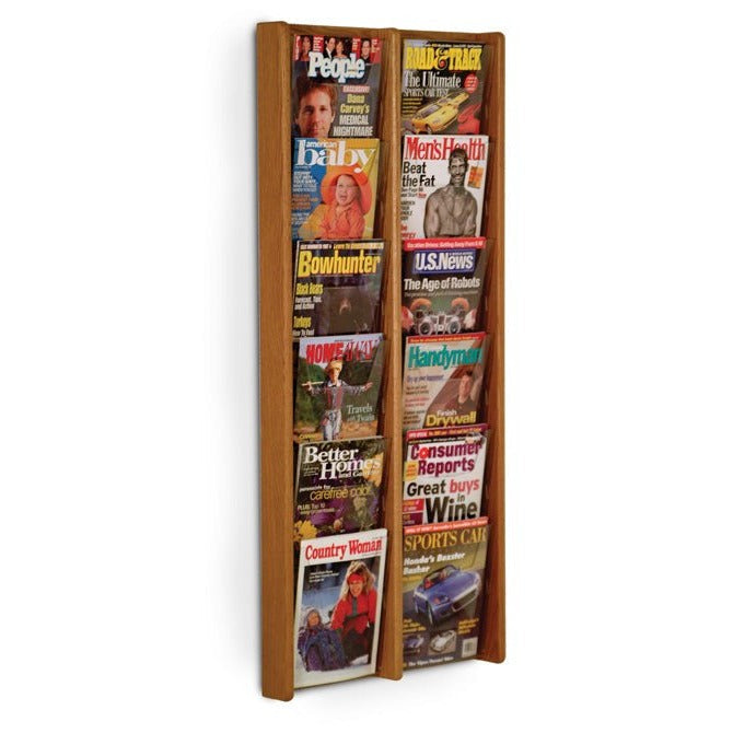 12 POCKET SLANTED VERTICAL MAGAZINE WALL RACK - Braeside Displays