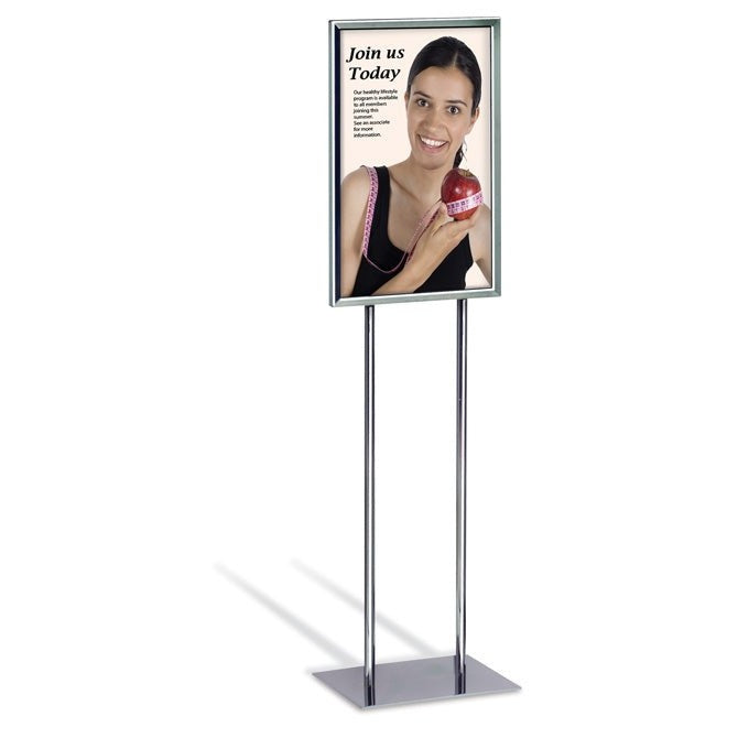 14" x 22" Economy Double-Stem Poster Stand, Chrome - Braeside Displays