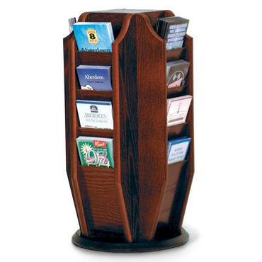 16 POCKET ROTATING WOODEN BROCHURE COUNTER RACK - Braeside Displays