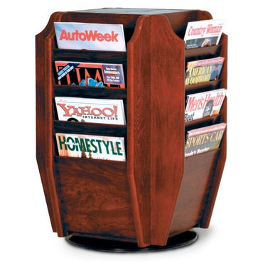 16 POCKET ROTATING WOODEN MAGAZINE COUNTER RACK - Braeside Displays