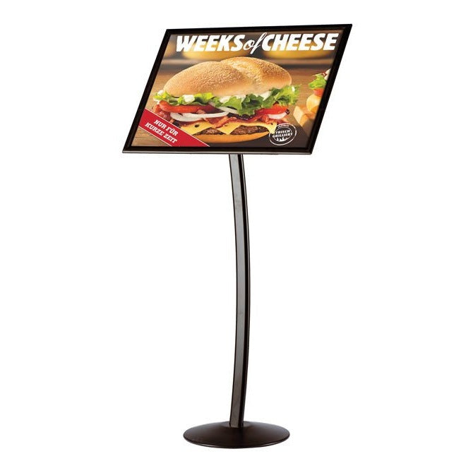 18" x 22" Curved Pedestal Sign Stand, Black - Braeside Displays