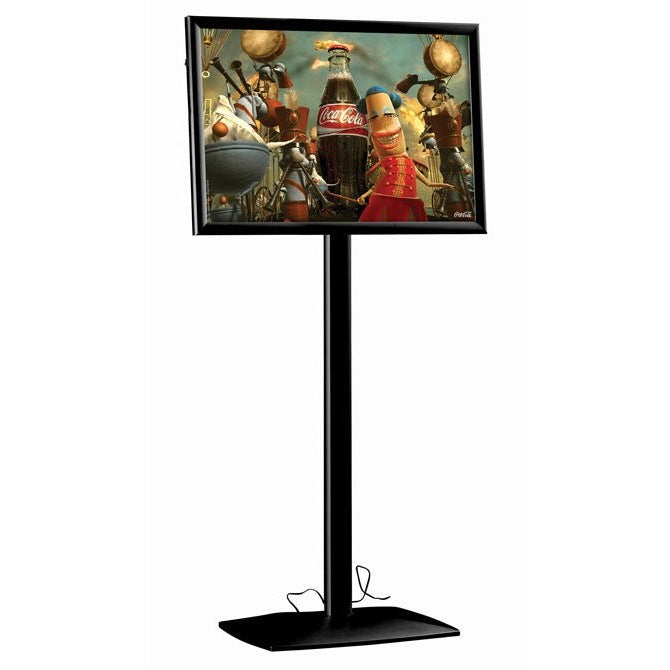 18" x 24" LED-Box Illuminated Pedestal Sign Stand, Black - Braeside Displays