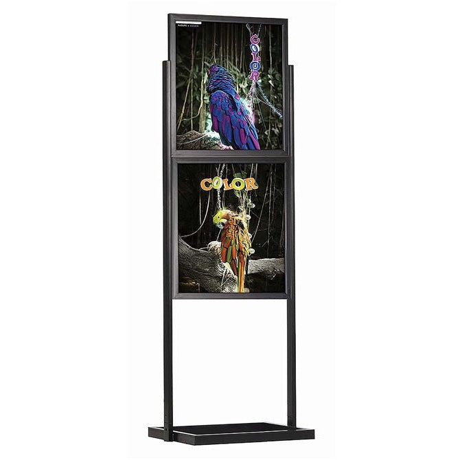 22" x 28", 2-Tier, Economy Floor Poster Stand, Black - Braeside Displays