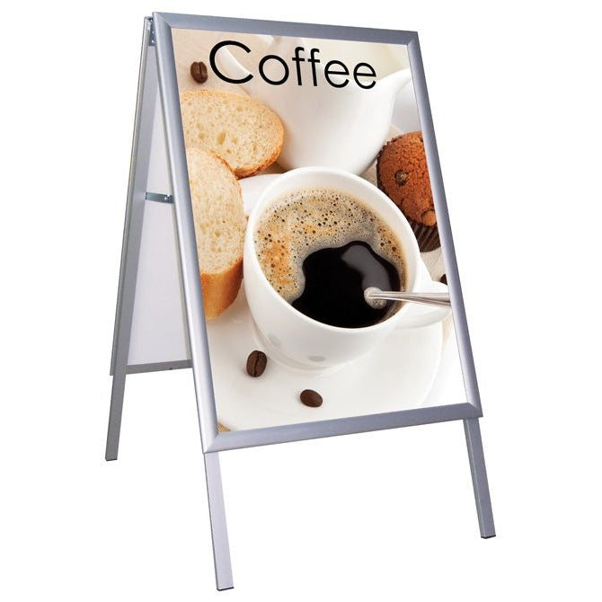 22" x 28" Weatherproof A-Frame Sidewalk Sign, Silver with Snap Frame - Braeside Displays