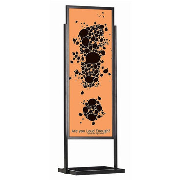 22" x 69", Elongated, Economy Floor Poster Stand, Black - Braeside Displays