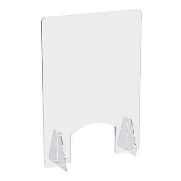 23.5" X 31.5" FREE-STANDING COUNTERTOP SNEEZE GUARD, PROTECTIVE CASHIER SAFETY SHIELD - Braeside Displays