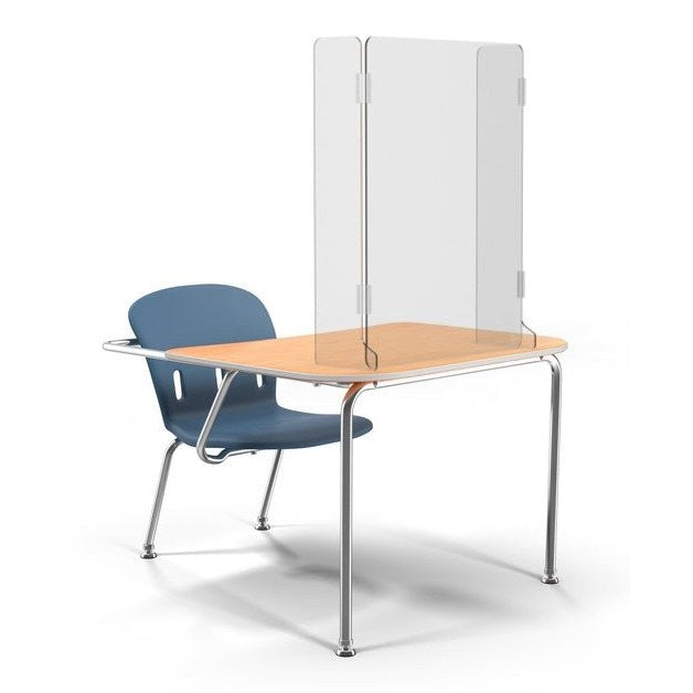 23.5" x 31.5" Hinged School Desk Sneeze Guard, Protective Student Safety Shield, with Side Walls - Braeside Displays