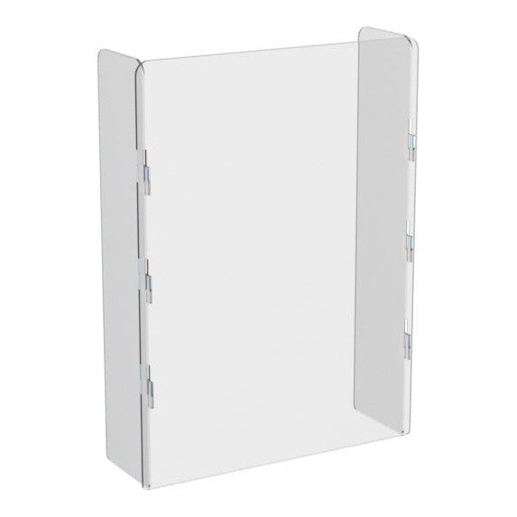 23.5" x 31.5" Simple-Snap Countertop Sneeze Guard, Protective Barrier Safety Shield, with Side Walls - Braeside Displays