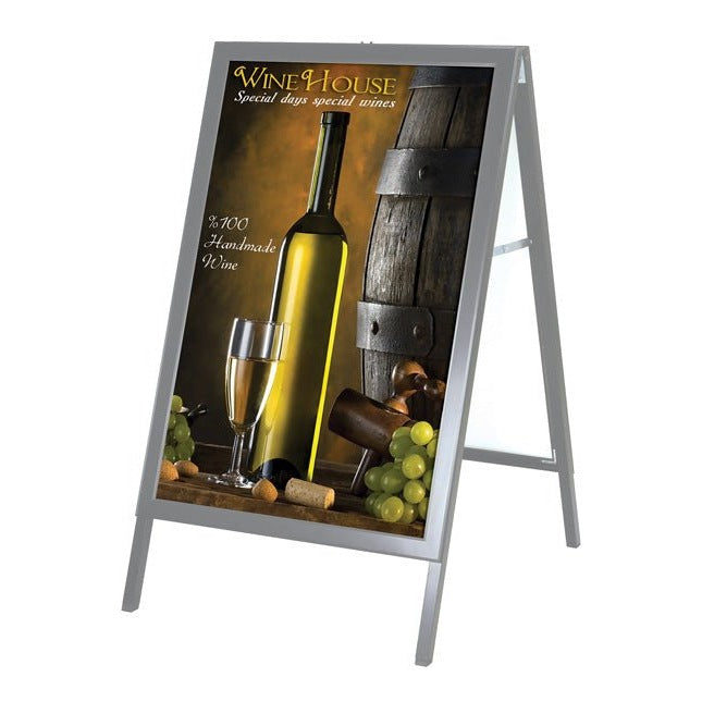 24" x 36" Slide-In A-Frame Sidewalk Sign, Silver - Braeside Displays