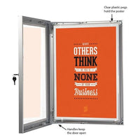 24" x 36" Swing Open Poster Frame, Silver, Locking, Indoor-Outdoor - Braeside Displays