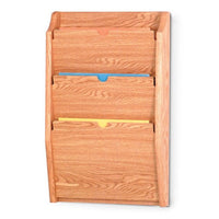 3 POCKET HIPAA COMPLIANT WOODEN WALL MOUNT FILE AND CHART HOLDER - Braeside Displays