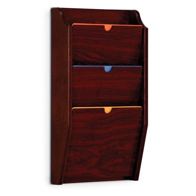 3 POCKET HIPAA COMPLIANT WOODEN WALL MOUNT FILE AND CHART HOLDER - Braeside Displays