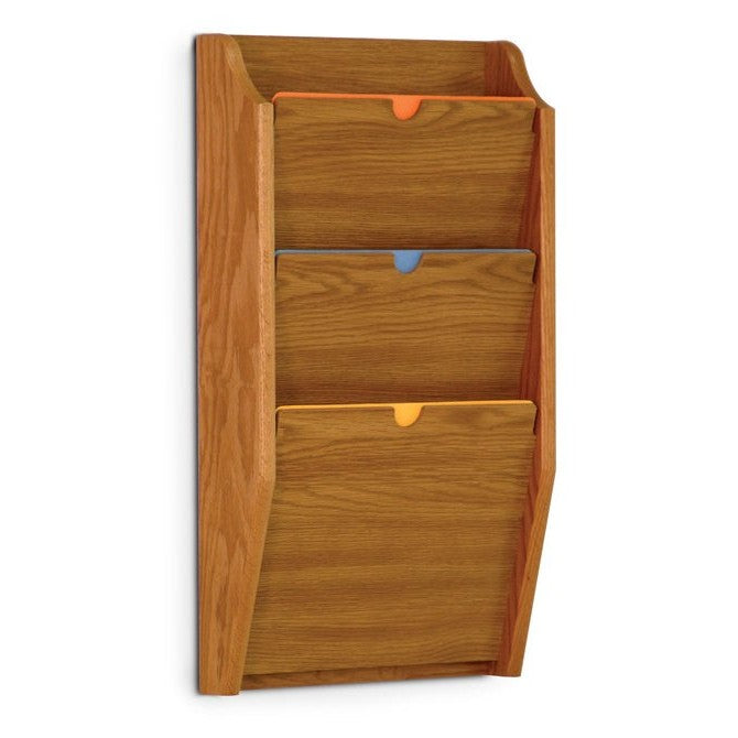 3 POCKET HIPAA COMPLIANT WOODEN WALL MOUNT FILE AND CHART HOLDER - Braeside Displays