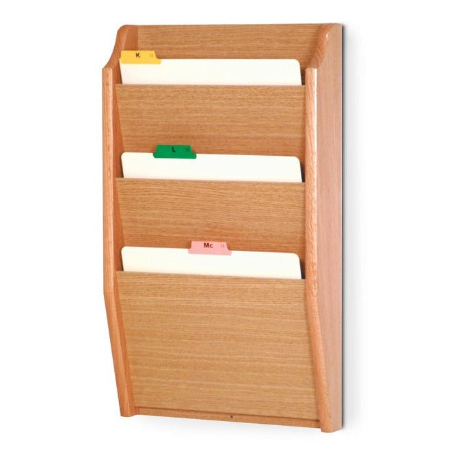 3 POCKET WOODEN WALL MOUNT FILE AND CHART HOLDER - Braeside Displays