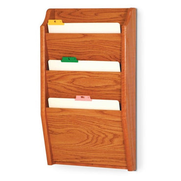 3 POCKET WOODEN WALL MOUNT FILE AND CHART HOLDER - Braeside Displays