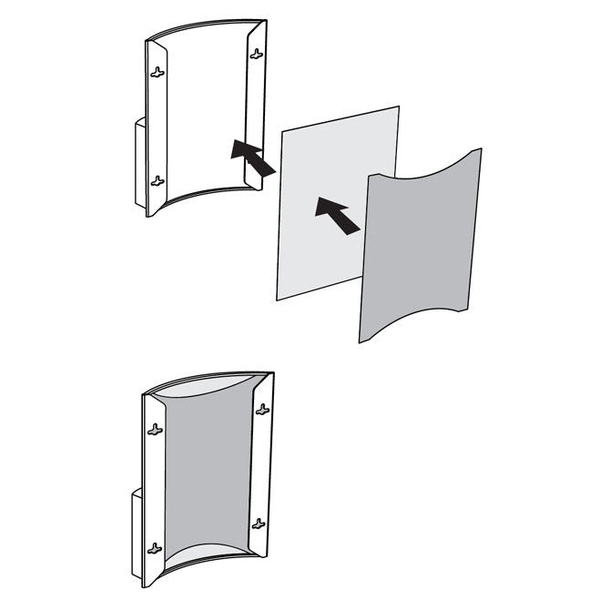 8-1/2" X 11" CURVISO® CURVED ACRYLIC PANEL SIGN HOLDER WITH BROCHURE POCKET - Braeside Displays