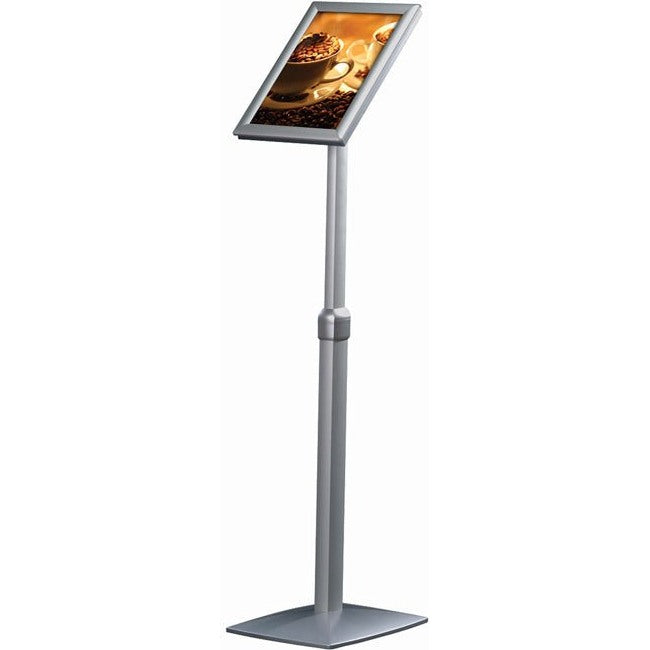 8.5" x 11" Multi-Positional Pedestal Sign Stand, Silver - Braeside Displays