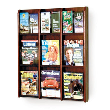 9 POCKET MAGAZINE / 18 POCKET BROCHURE WALL DISPLAY WITH DIVIDERS - Braeside Displays