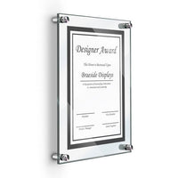 9" X 12" DELUXE ACRYLIC STANDOFF WALL FRAME, CLEAR - Braeside Displays