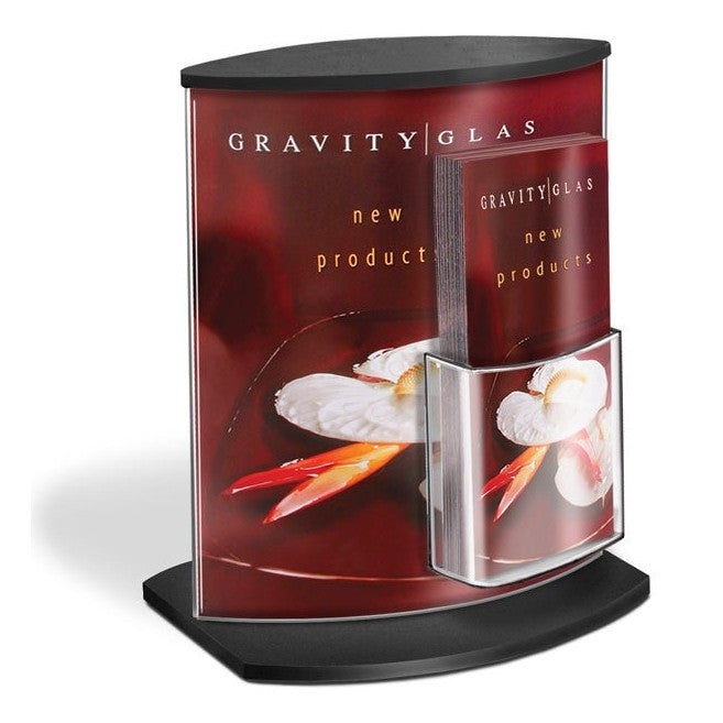 CURVISO® DOUBLE SIDED SIGN HOLDER WITH BROCHURE POCKETS - Braeside Displays