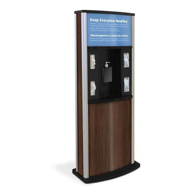 Series 900 Deluxe Infection Control Kiosk, Wood Grain Finish - Braeside Displays