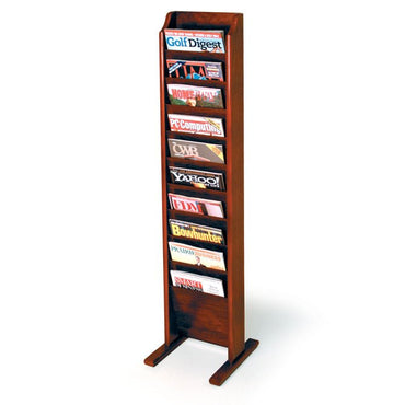 10 POCKET FLOOR STANDING WOOD MAGAZINE RACK - Braeside Displays