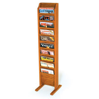 10 POCKET FLOOR STANDING WOOD MAGAZINE RACK - Braeside Displays