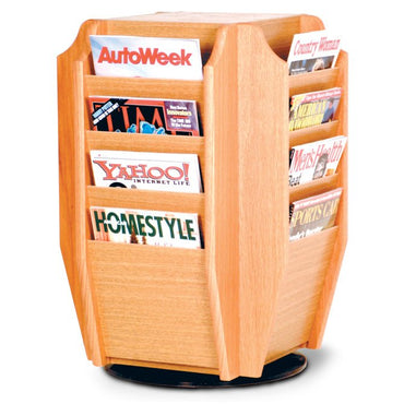 16 POCKET ROTATING WOODEN MAGAZINE COUNTER RACK - Braeside Displays