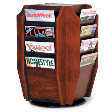 16 POCKET ROTATING WOODEN MAGAZINE COUNTER RACK - Braeside Displays