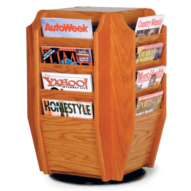 16 POCKET ROTATING WOODEN MAGAZINE COUNTER RACK - Braeside Displays