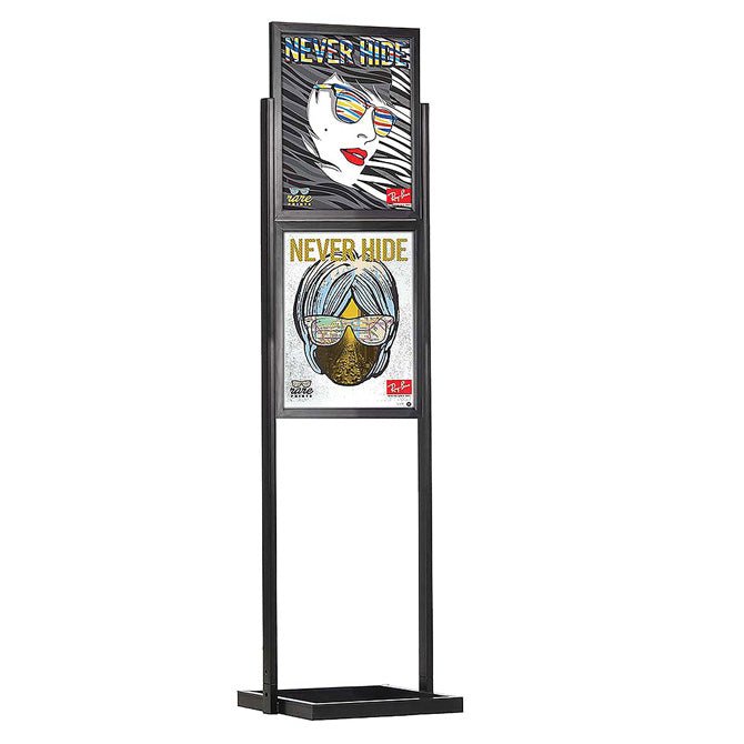 18" x 24", 2-Tier, Economy Floor Poster Stand, Black - Braeside Displays