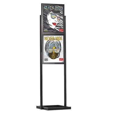 18" x 24", 2-Tier, Economy Floor Poster Stand, Black - Braeside Displays