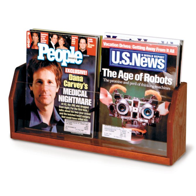 2 POCKET WOODEN MAGAZINE COUNTER DISPLAY - Braeside Displays