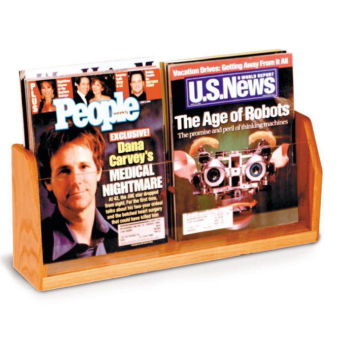 2 POCKET WOODEN MAGAZINE COUNTER DISPLAY - Braeside Displays