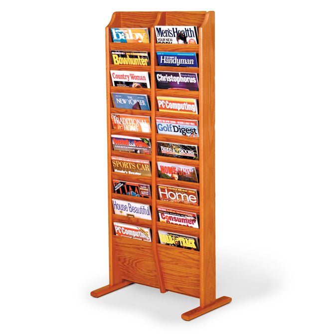 20 POCKET FLOOR STANDING WOOD MAGAZINE RACK - Braeside Displays