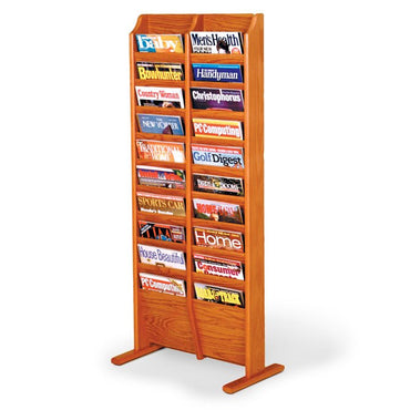 20 POCKET FLOOR STANDING WOOD MAGAZINE RACK - Braeside Displays