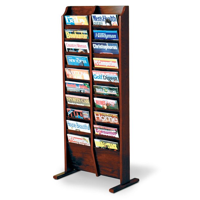 20 POCKET FLOOR STANDING WOOD MAGAZINE RACK - Braeside Displays