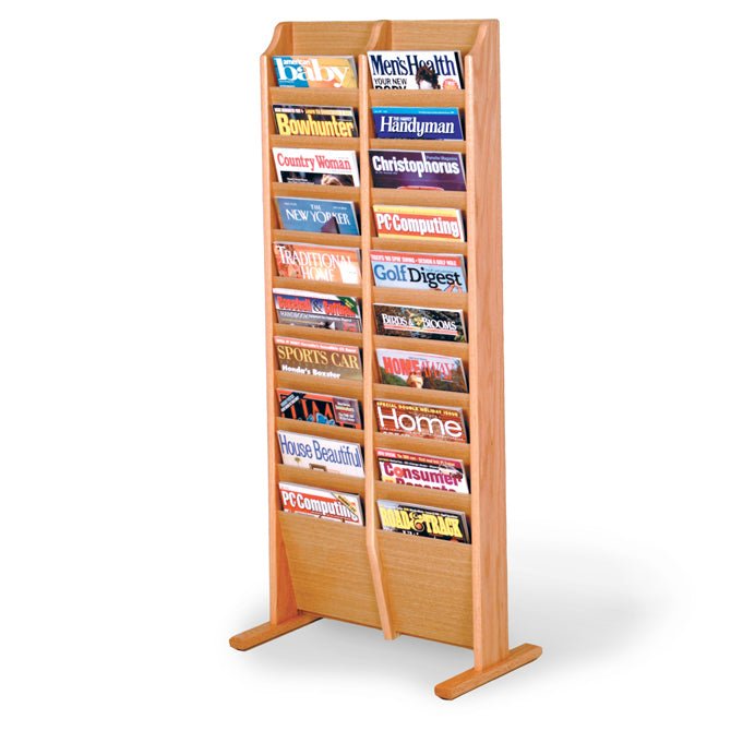 20 POCKET FLOOR STANDING WOOD MAGAZINE RACK - Braeside Displays