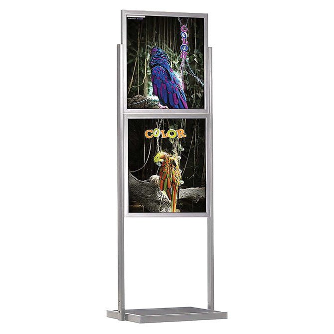 22" x 28", 2-Tier, Economy Floor Poster Stand, Silver - Braeside Displays