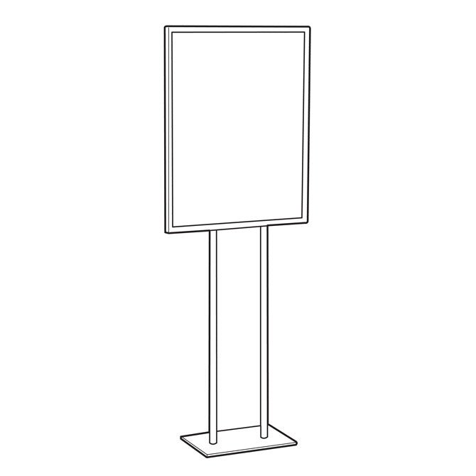 22" x 28" Economy Double-Stem Poster Stand, Black - Braeside Displays