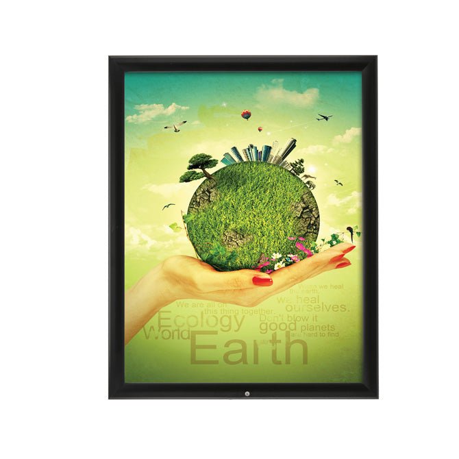 22" x 28" Locking, Weatherproof Snap Frame, Black - Braeside Displays