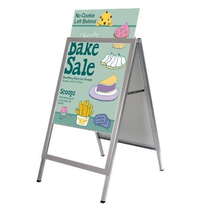 22" x 28" Slide-In A-Frame Sidewalk Sign, Silver - Braeside Displays